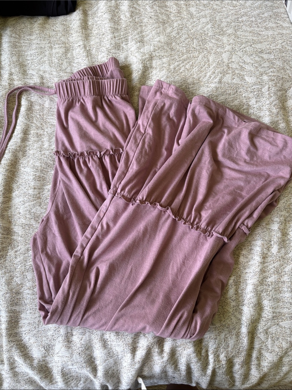 Mauve Strapless Tiered Maxi Dress